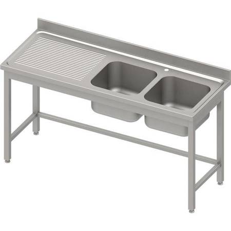 Table with 2 compartment sink.(P),without shelf 1500x600x850 mm, pressed top, canned edge 100x15x10 STALGAST MEBLE 984556150