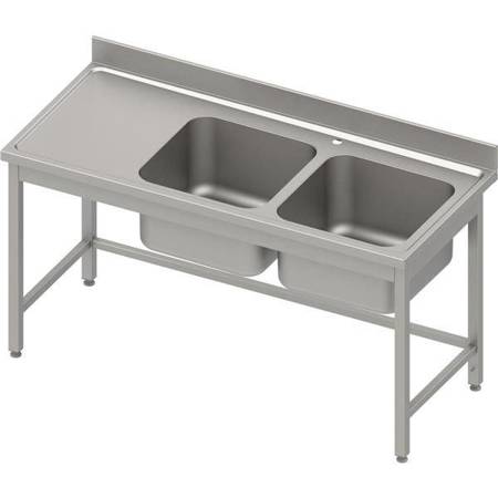 Table with 2 compartment sink.(P),without shelf 1500x700x850 mm, pressed top, canned edge 100x15x10 STALGAST MEBLE 984557150