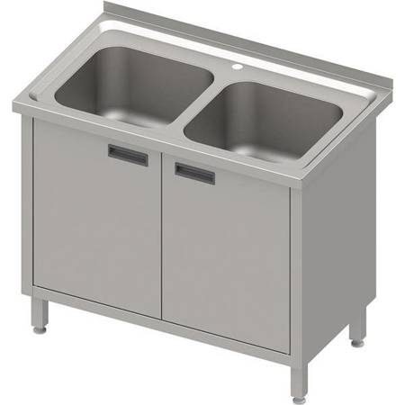 Table with 2 compartment sink., hinged door 1000x600x850 mm, pressed top STALGAST MEBLE 983966100