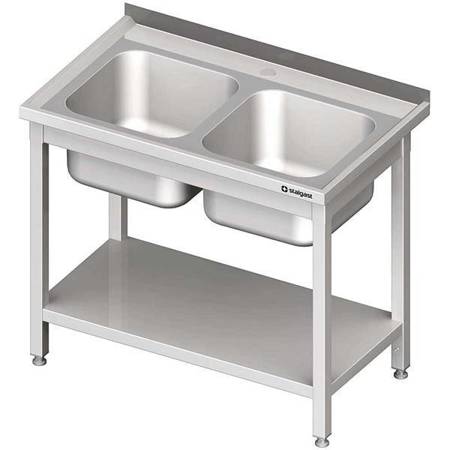 Table with 2 compartment sink.with shelf 1000x600x850 mm bolted STALGAST MEBLE 980816100