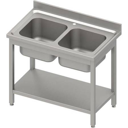 Table with 2 compartment sink.with shelf 1000x600x850 mm welded, pressed table top, canned edge 100x15x10 STALGAST MEBLE 984586100S