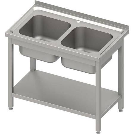 Table with 2 compartment sink.with shelf 1000x600x850 mm welded, pressed top STALGAST MEBLE 983956100S