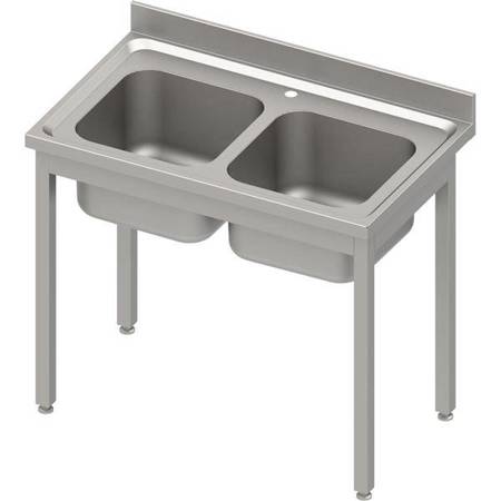 Table with 2 compartment sink.without shelf 1000x600x850 mm screwed, pressed top, canned edge 100x15x10 STALGAST MEBLE 984536100