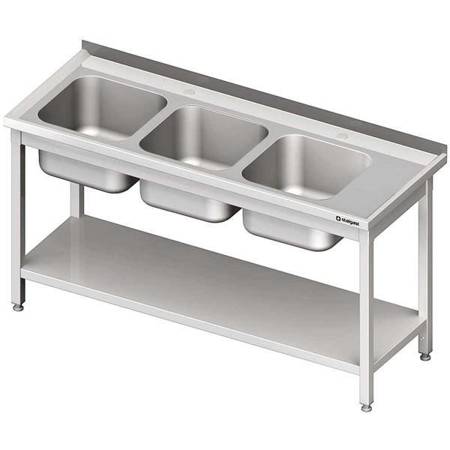 Table with 3 compartment sink.(L),with shelf 1500x600x850 mm bolted STALGAST MEBLE 981146150