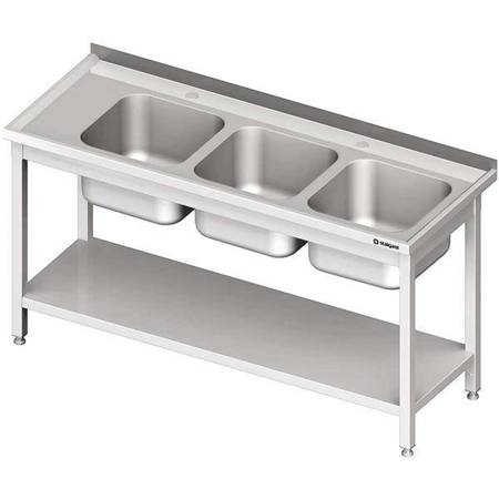 Table with 3 compartment sink.(P),with shelf 1600x600x850 mm welded STALGAST MEBLE 981136160S