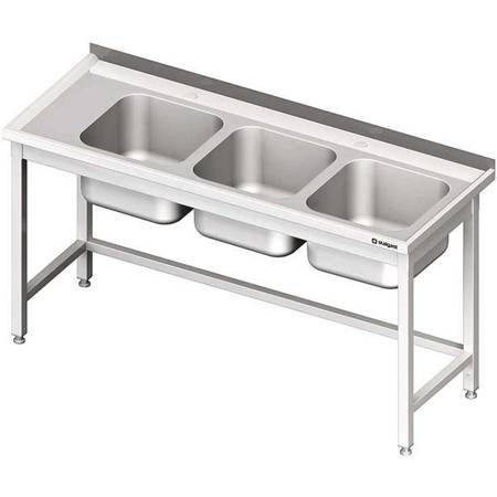 Table with 3 compartment sink.(P),without shelf 1600x600x850 mm STALGAST MEBLE 981116160