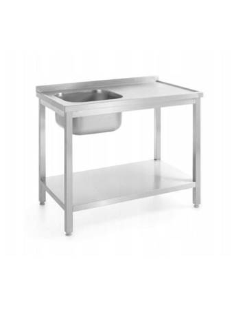 Table with one sink with shelf, left - screwed, with dimensions.1000x600x(H) HENDI 812631