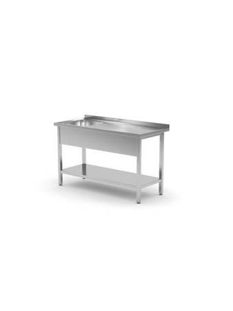 Table with sink and shelf - compartment on the left side - welded, with dimensions. 1 HENDI 815458