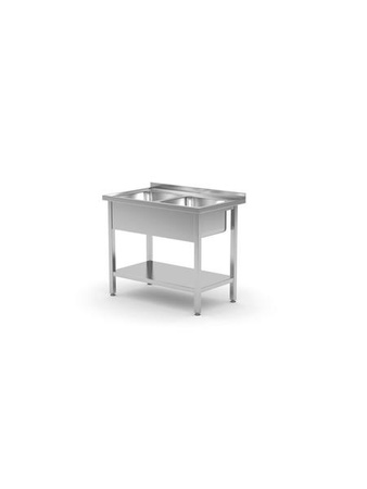 Table with two sinks and a shelf - welded, with dimensions. 1000x600x850 mm HENDI 815571