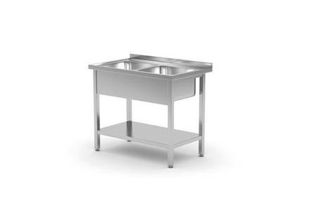 Table with two sinks with shelf - bolted, with dimensions.1000x700x(H)850 m HENDI 812969