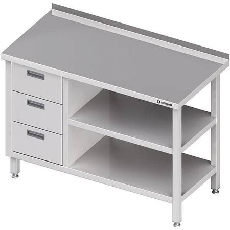 Wall table with a block of three drawers (L),and 2 shelves 1000x600x850 mm STALGAST MEBLE 980406100