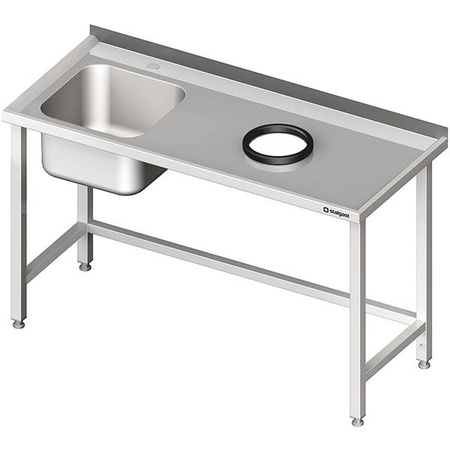 Wall table with sink, without shelf with opening 1000x700x850 mm, 1 compartment left welded STALGAST MEBLE 980947100