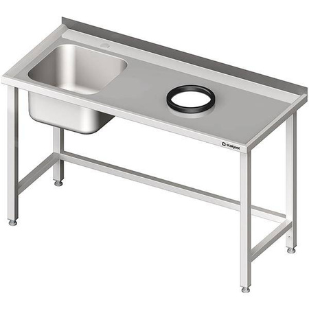 Wall table with sink, without shelf with opening 1100x600x850 mm, 1 compartment left welded STALGAST MEBLE 980946110