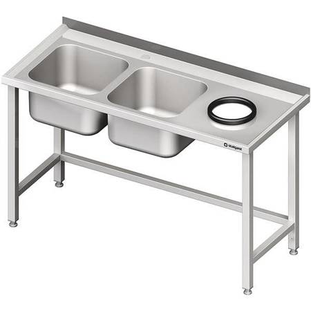 Wall table with sink without shelf with opening 1400x700x850 mm, 2 compartments left welded STALGAST MEBLE 981027140