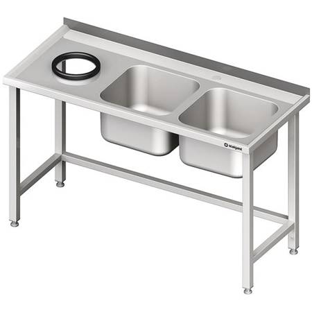 Wall table with sink without shelf with opening 1400x700x850 mm, 2 compartments on the right welded STALGAST MEBLE 981017140