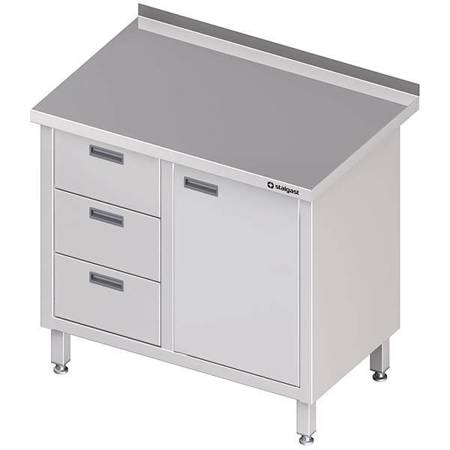 Wall table with three drawer block (L),hinged door 900x600x850 mm STALGAST MEBLE 980426090