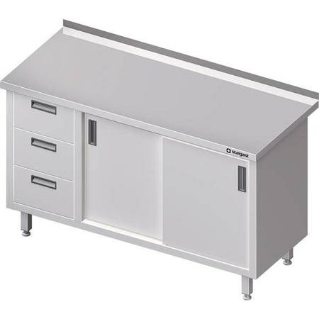 Wall table with three drawer block (L),sliding door 1200x700x850 mm STALGAST MEBLE 980467120