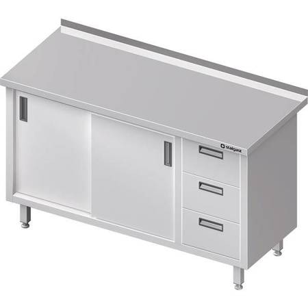 Wall table with three drawer block (P),sliding door 1200x600x850 mm STALGAST MEBLE 980476120