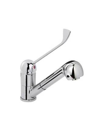 Washbasin faucet with pull-out shower, chrome-plated handle, HENDI 810255