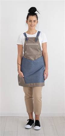 Women's chef's apron | beige-blue | Tredje line | 21-3FW-34BEN | on hand