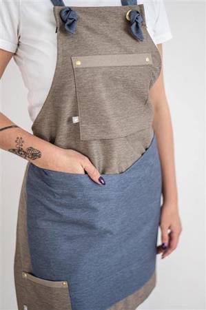 Women's chef's apron | beige-blue | Tredje line | 21-3FW-34BEN | on hand