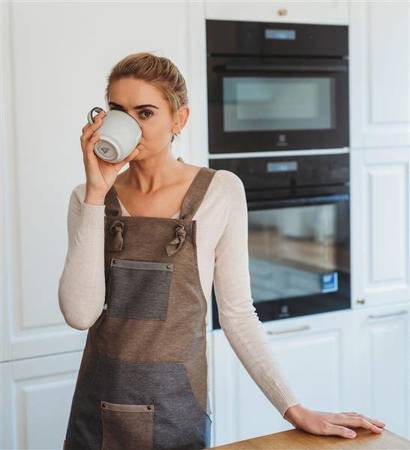 Women's chef's apron | beige-gray | Nulte line | 21-0FW-45BES | on hand