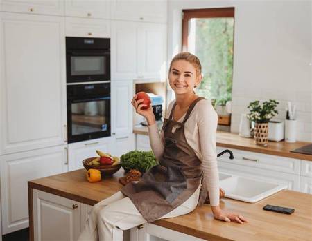 Women's chef's apron | beige-gray | Nulte line | 21-0FW-45BES | on hand