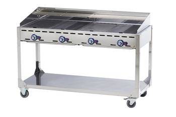 Green Fire Profi Line 4-Flammen-Gasgrill mit Ablage - 2 Gelpfannen HENDI 149614