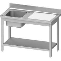 Tisch mit 1-Kammer-Spülbecken.(L), mit Fachboden 1200x600x850 mm anschraubbar STALGAST 954476120