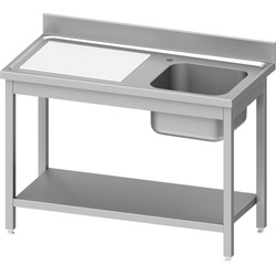 Tisch mit 1-Kammer-Spülbecken.(P), mit Fachboden 1000x600x850 mm zum Anschrauben STALGAST 954466100