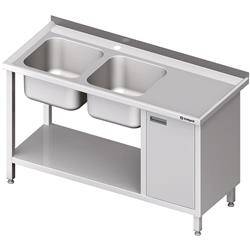 Tisch mit 2-Fach-Spüle.(L), mit Schrank und Regal 1600x600x850 mm STALGAST MEBLE 981066160