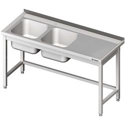 Tisch mit 2-Fach-Spüle.(L), ohne Fachboden 1600x700x850 mm STALGAST MEBLE 980807160