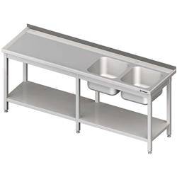 Tisch mit 2-Fach-Spüle.(P), mit Regal 2600x600x850 mm STALGAST MEBLE 980836260