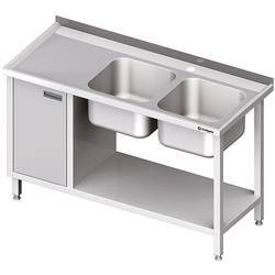 Tisch mit 2-Fach-Spüle.(P), mit Schrank und Regal 1600x600x850 mm STALGAST MEBLE 981056160