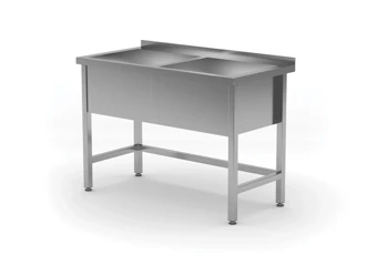 Tisch mit Zwei-Kammer-Becken - Kammerhöhe h = 300 mm, o w HENDI 813485
