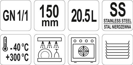 EDELSTAHL CATERING BEHÄLTER GN 1/1 150MM 20.5L | YG-00254