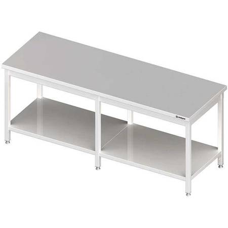 Mitteltisch mit Regal 2400x800x850 mm geschweißt STALGAST MEBLE 980118240