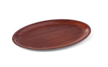 Rutschfestes Tablett, Nussbaum - oval 230 x 160 mm HENDI 507964