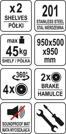 SERVICEWAGEN MIT 2 REGALBÖDEN TIEF | YG-09099