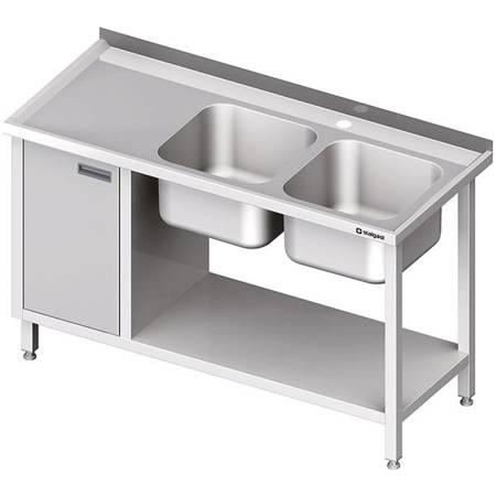 Tisch mit 2-Fach-Spüle.(P), mit Schrank und Regal 1900x600x850 mm STALGAST MEBLE 981056190