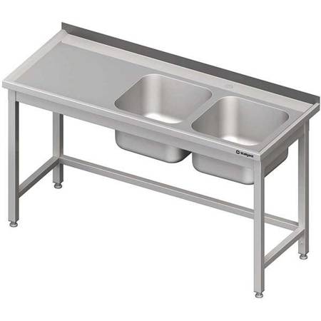 Tisch mit 2-Fach-Spüle.(P), ohne Fachboden 1700x600x850 mm STALGAST MEBLE 980786170