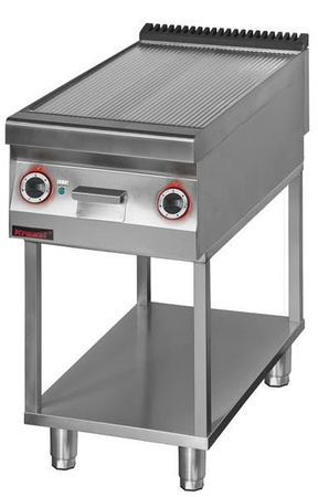 Elektrische Grillplatte geriffelt Chrom 450 mm 6.0kW auf Skelettbasis 900.PBE-450R.T Kromet