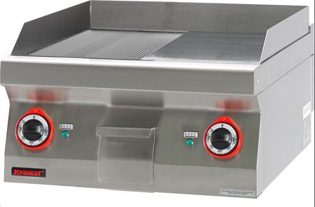 Grill plate 1/2gl. + 1/2 riff. chrome-plated 600 mm 8kW 700.PBE-600GR Kromet