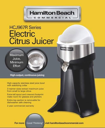 Elektryczna wyciskarka do cytrusów dla gastronomii HCJ967R-CE, Hamilton Beach Commercial