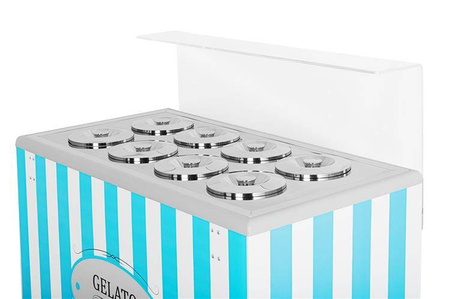 Ice cream distributor | ice cream display case | canner | retro | 8 tubes | round trays | 1283x670x895 mm | GELATO POZETTI 8 BLUE