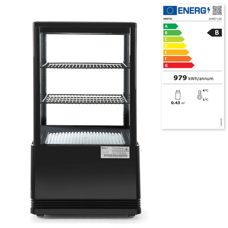 Witryna chłodnicza nastawna, 58 litrów, czarna HENDI 233627