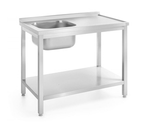 Stół z jednym zlewem z półką, lewy - skręcany, o wym.1000x600x(H) HENDI 812631