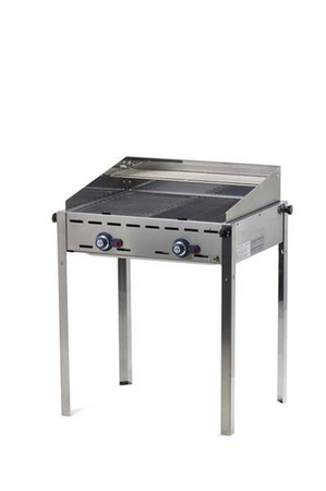 Grill gazowy Green Fire Profi Line 2-palnikowy - patelnia żeliwna i ruszt HENDI 149508