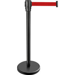 Słupek hotelowy czarny z czerwoną taśmą zwijaną, O 300 mm, H 900 mm STALGAST 689011
