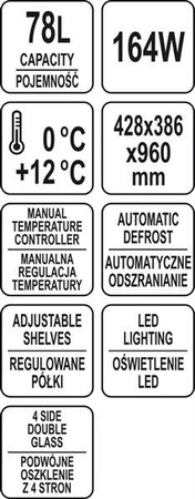 WITRYNA CHŁODNICZA 78L 42x38x96 SREBRNA | YG-05057